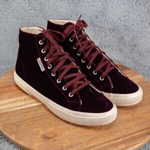 Rare Red Velvet Dahlia Superga High Tops Womens 9.5 Mens 8
